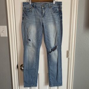 Aeropostale Denim Jeans Women's 12 Regular Mid Rise Distressed Straight Light